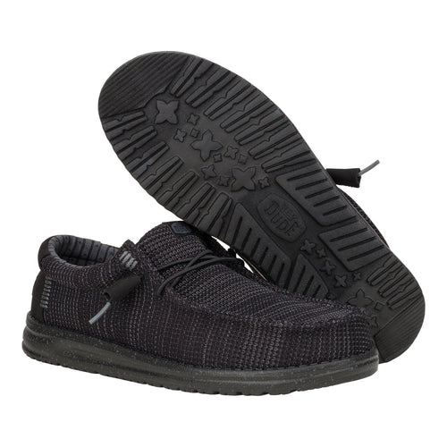Men's Hey Dude Wally Stretch Sox Black on Black 41898-060