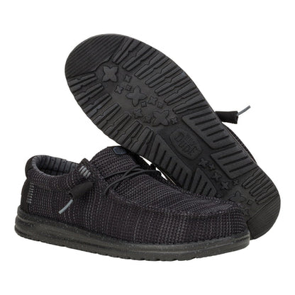 Men's Hey Dude Wally Stretch Sox Black on Black 41898-060