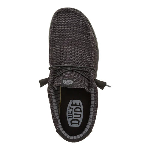 Men's Hey Dude Wally Stretch Sox Black on Black 41898-060