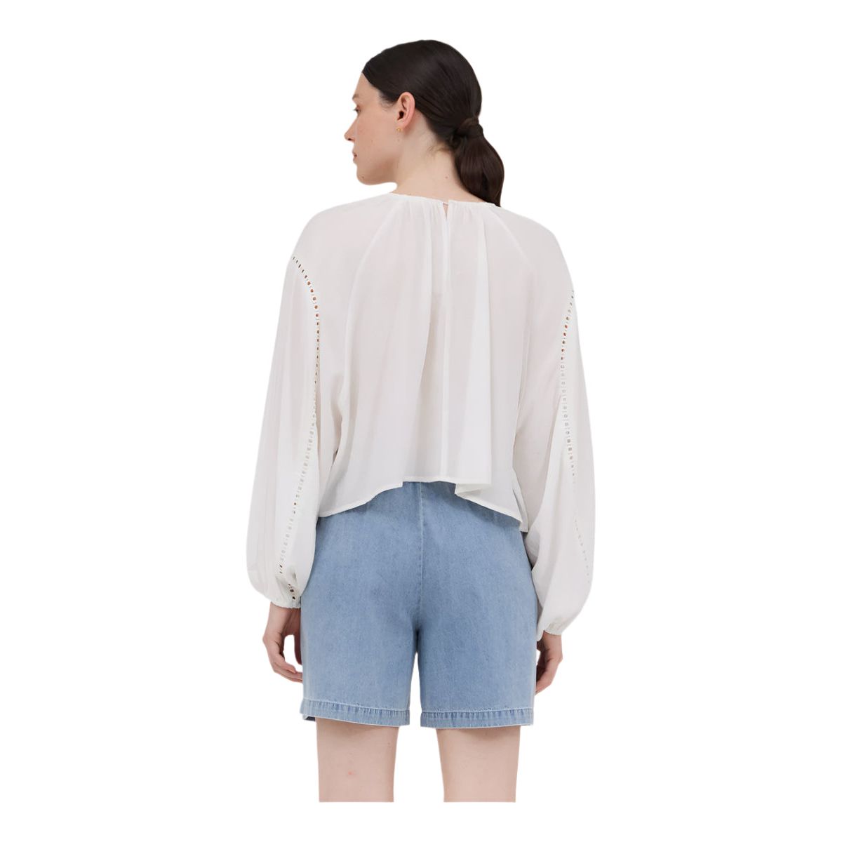 Women's White Peasant Blouse with Eyelet Trim - Crazy House Western Wear