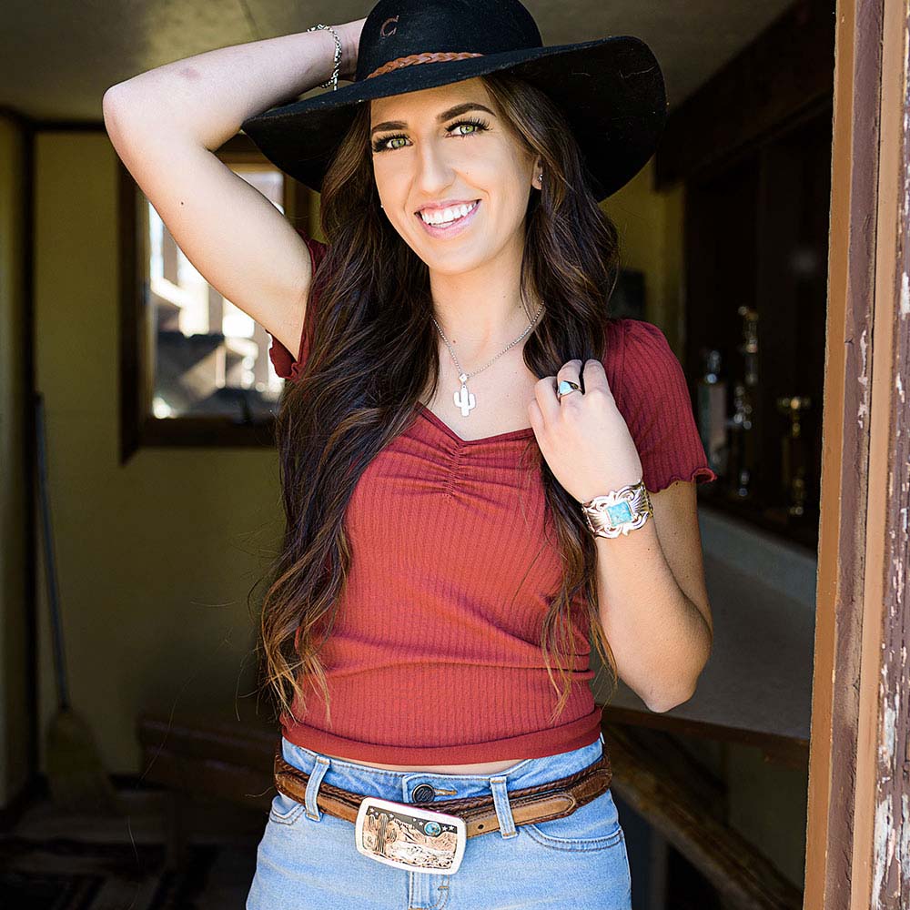 Women's Montana Silversmiths Desert Moon Turquoise Cactus Buckle 42110