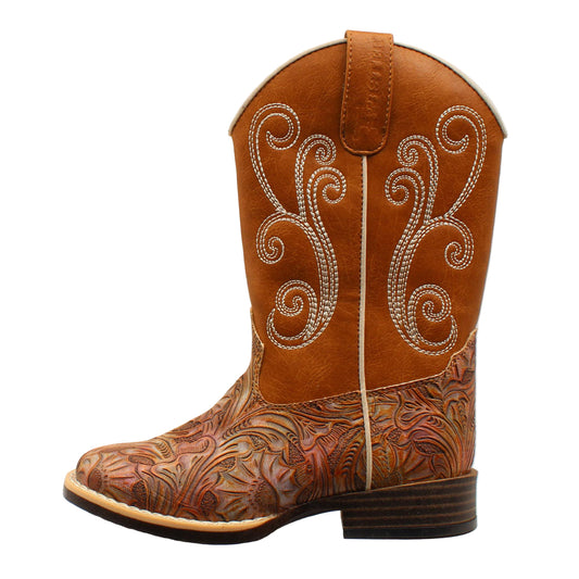 Girl's Twister Multi Colored Ivory Swirl Stitched Boots 