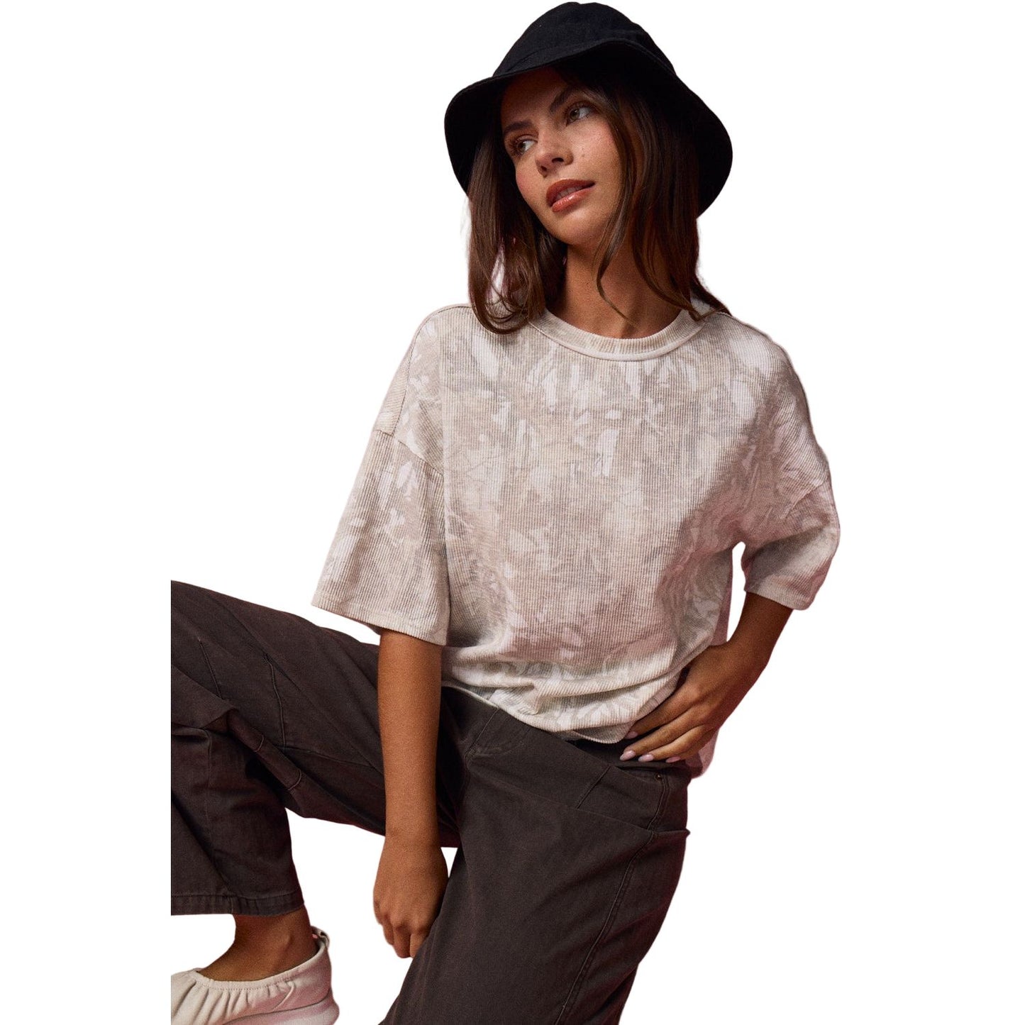 Women's Camo Ribbed Loose Fit Shirt PT51002