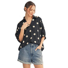 Women's Black Polka Dot Satin Top G13482-7
