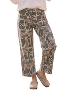 Women's Olive Camo Wide Leg Utility Denim Pants 