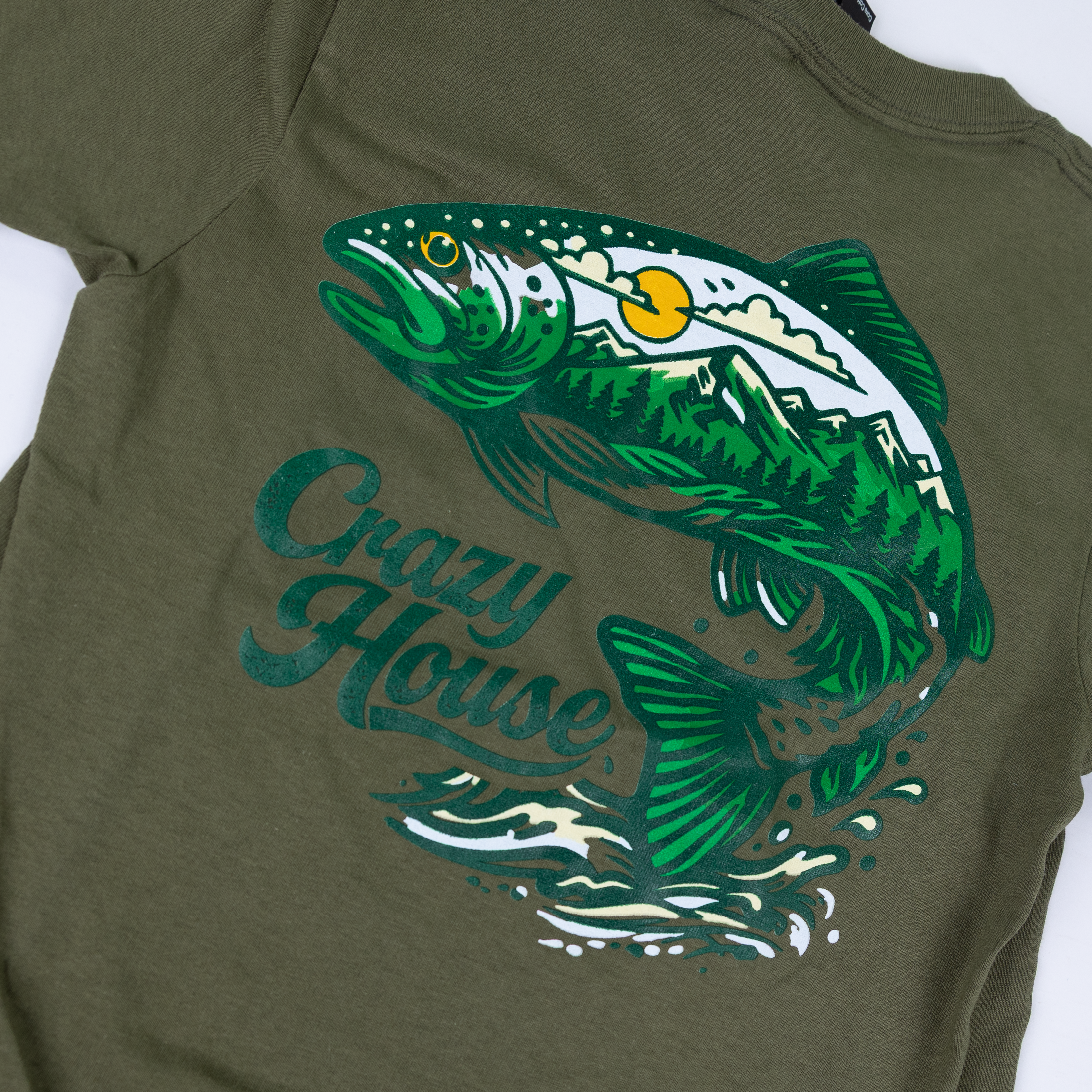 Youth Crazy House Short Sleeve with Fish Printed On Back 