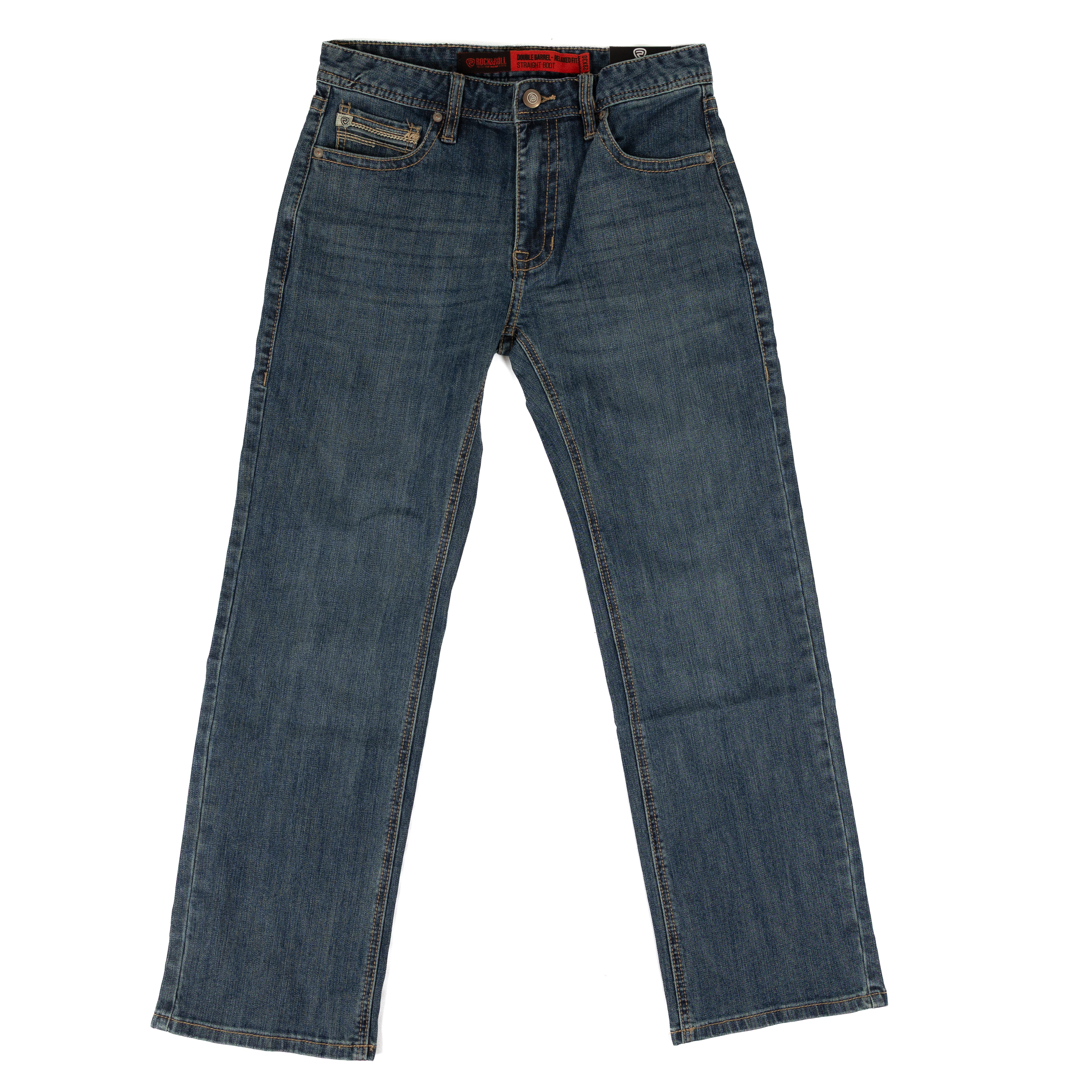 Rock and Roll Denim Men's Double Barrell Straight Mid Wash Bootcut Jeans BM0SD09795