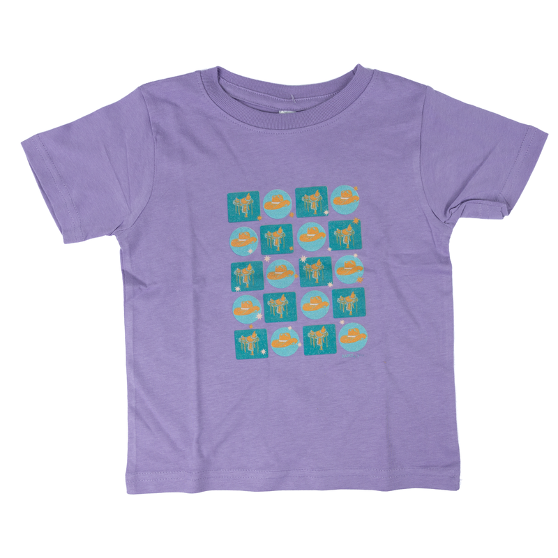 Girl's Youth Short Sleeve Purple Hats and Saddles T-shirt 