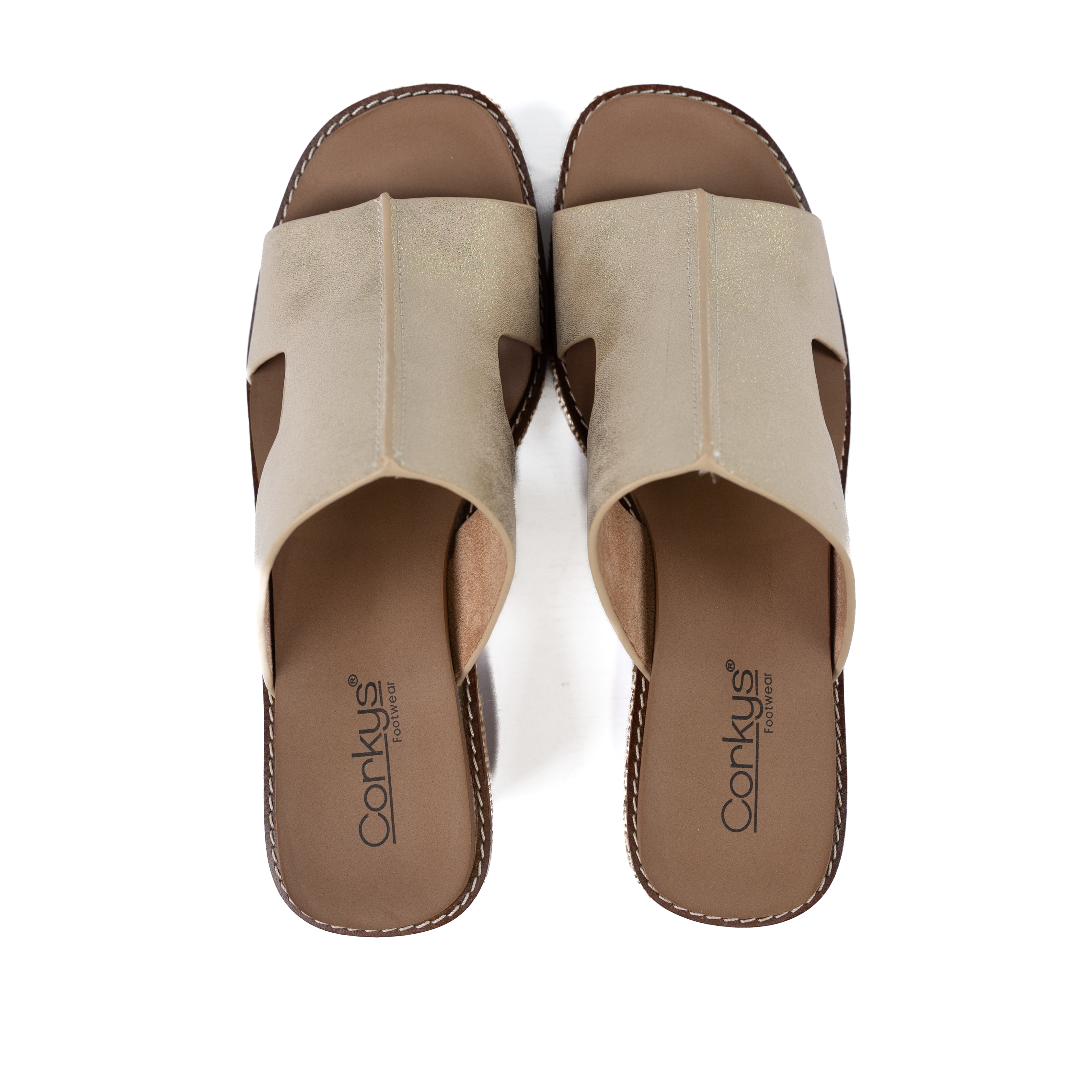 Women's Corky's Kiss N Tell Washed Gold Metallic Slip on Sandals 41-0727-WGME