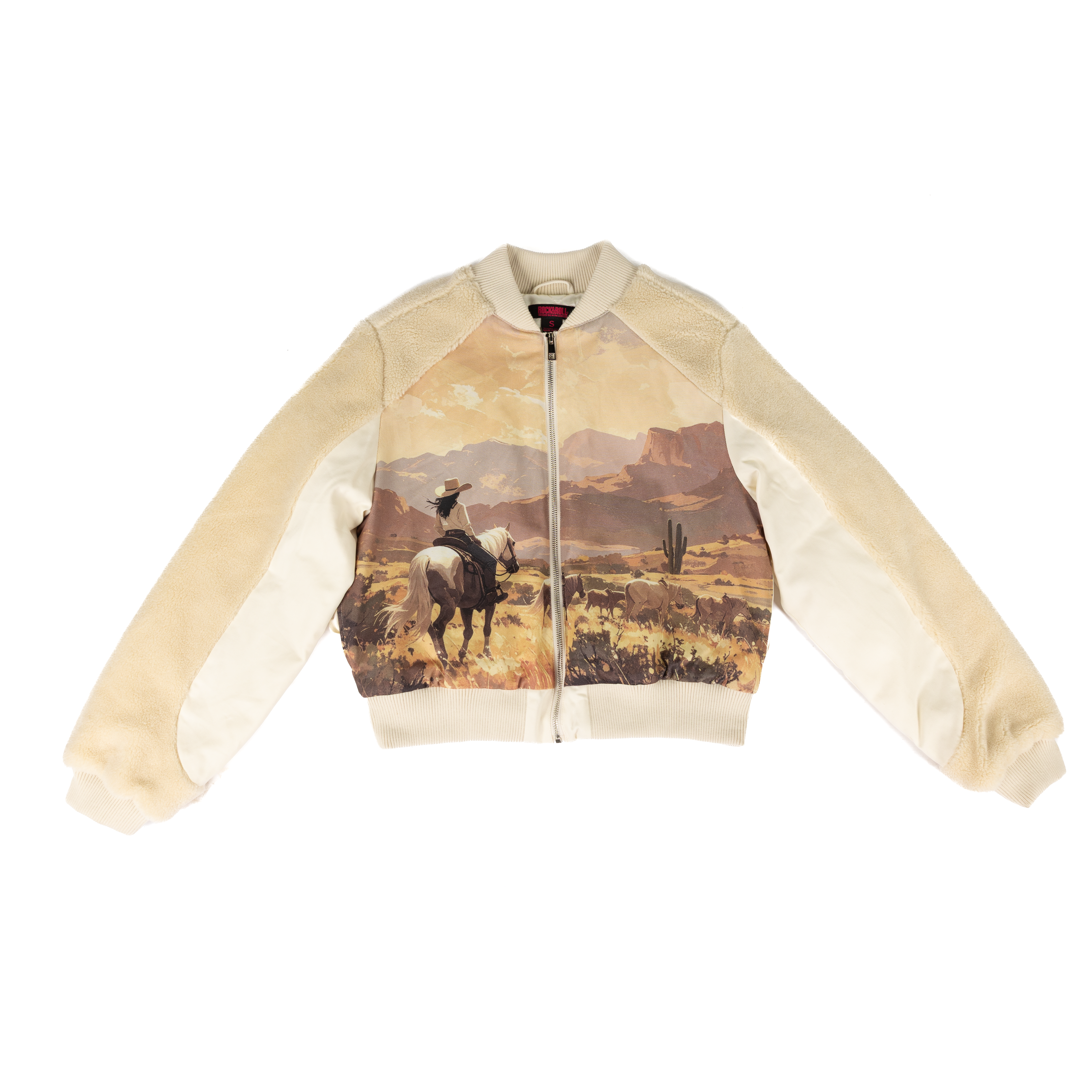 Rock and Roll Denim Women's Cream Cowgirl Bomber Jacket BW92C09653