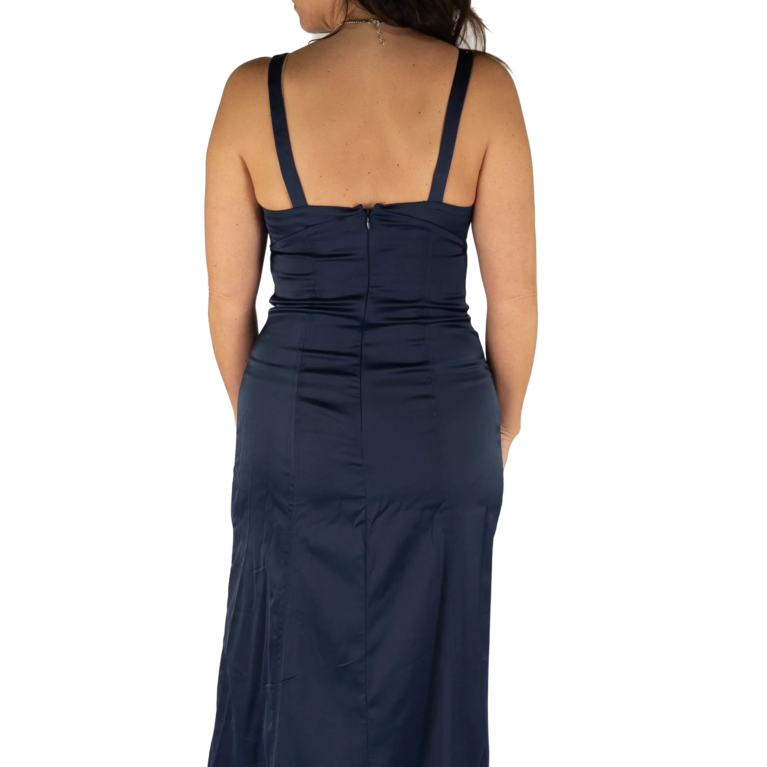 Rock & Roll Denim Women's Sleeveless Buckle Detail Satin Maxi Dress