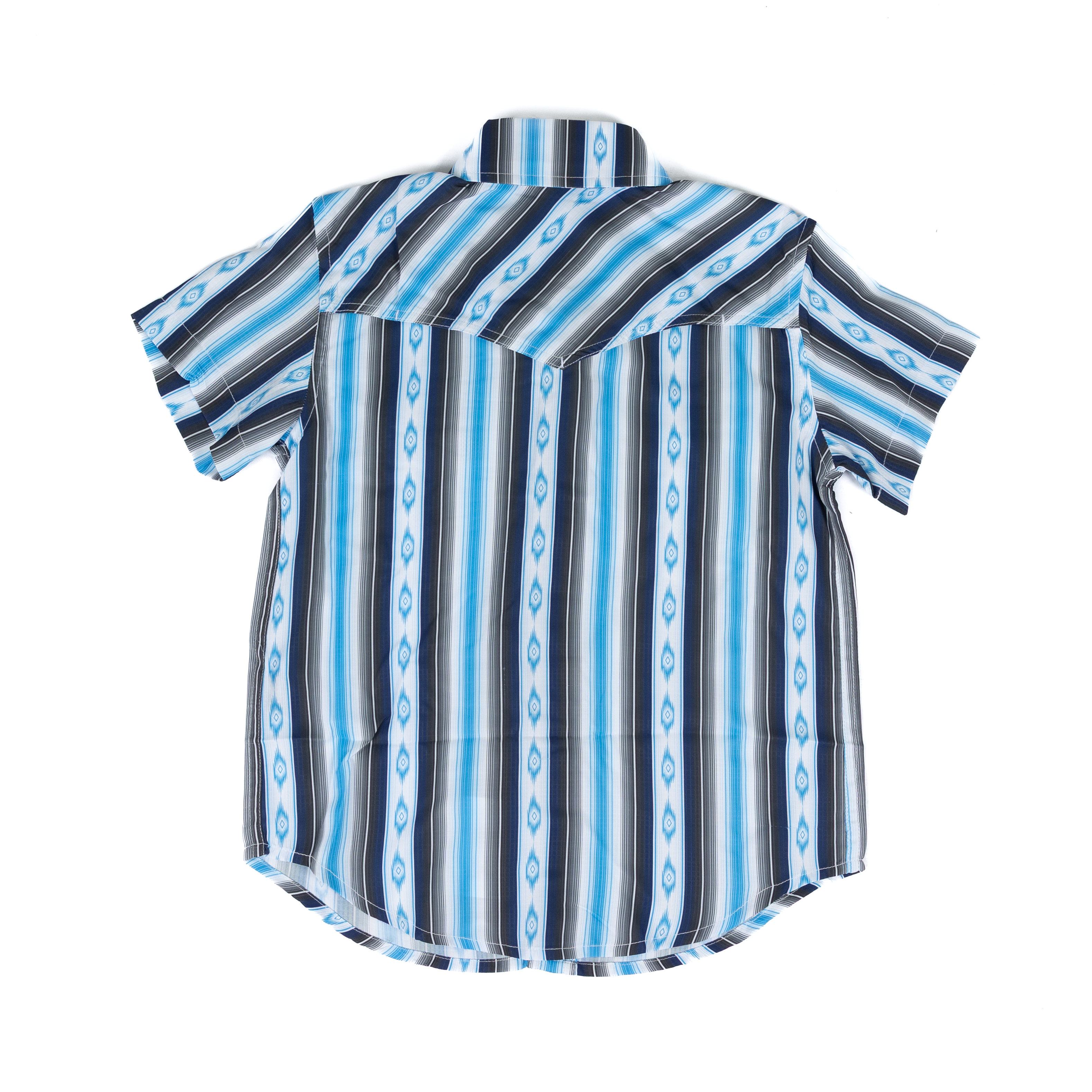 Boy's Rock and Roll Denim Short Sleeve Aztec Printed Snap Shirt BBN3S08655