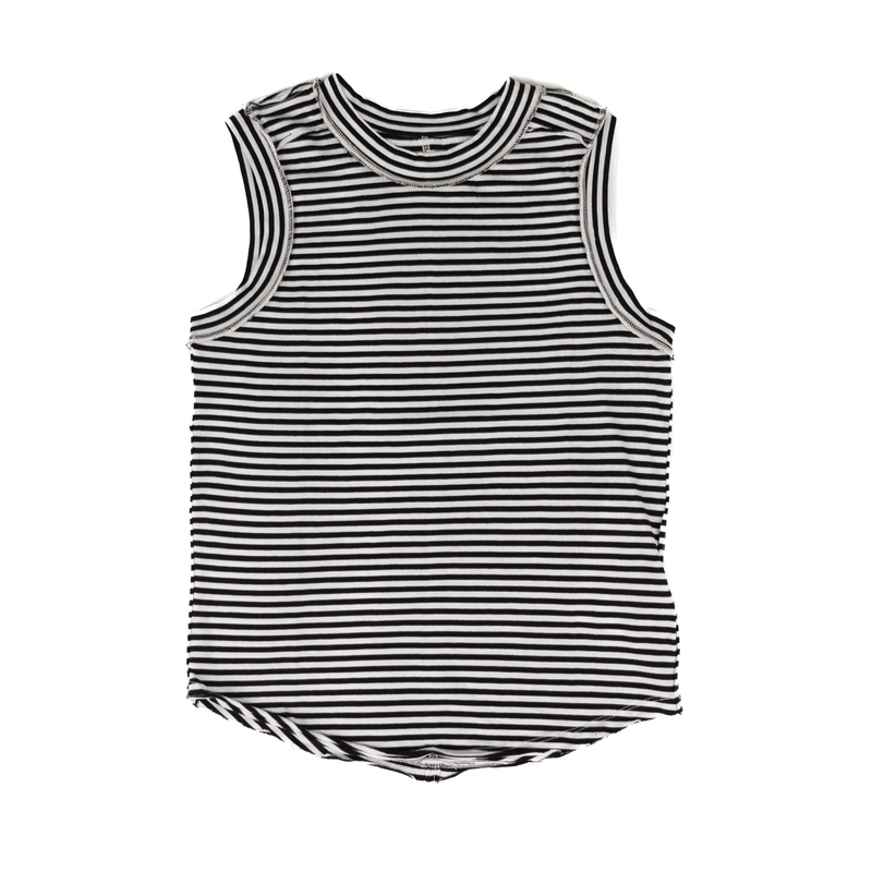 Women's Dear John Black and White Striped Zo Tank Top DKN2102D8BWS