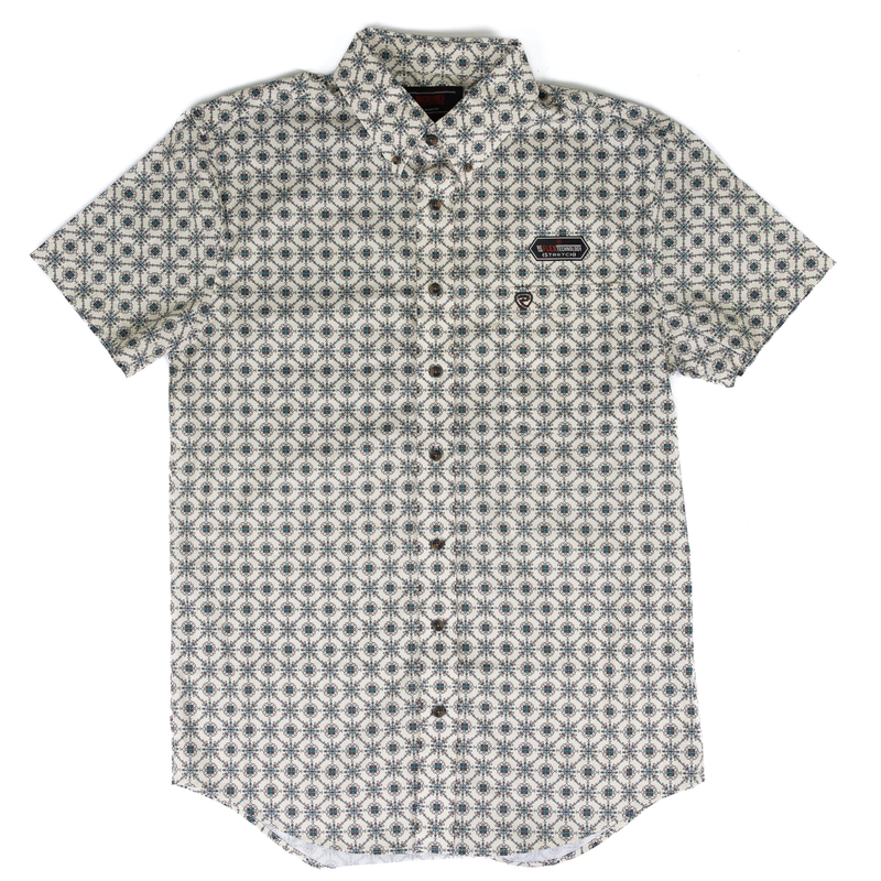 Men's Rock and Roll Short Sleeve Medallion Printed Button Down BMB3S08648