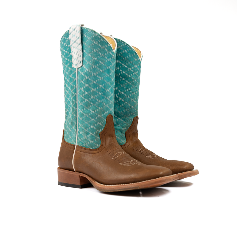 Girl's Macie Bean Pecan Barking Iron with Turquoise Barcelona Top MK9159