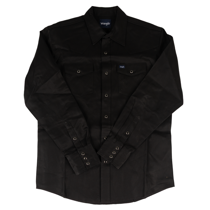 Wrangler Men's Long Sleeve Black Pearl Snap Work Shirt 10MS70819