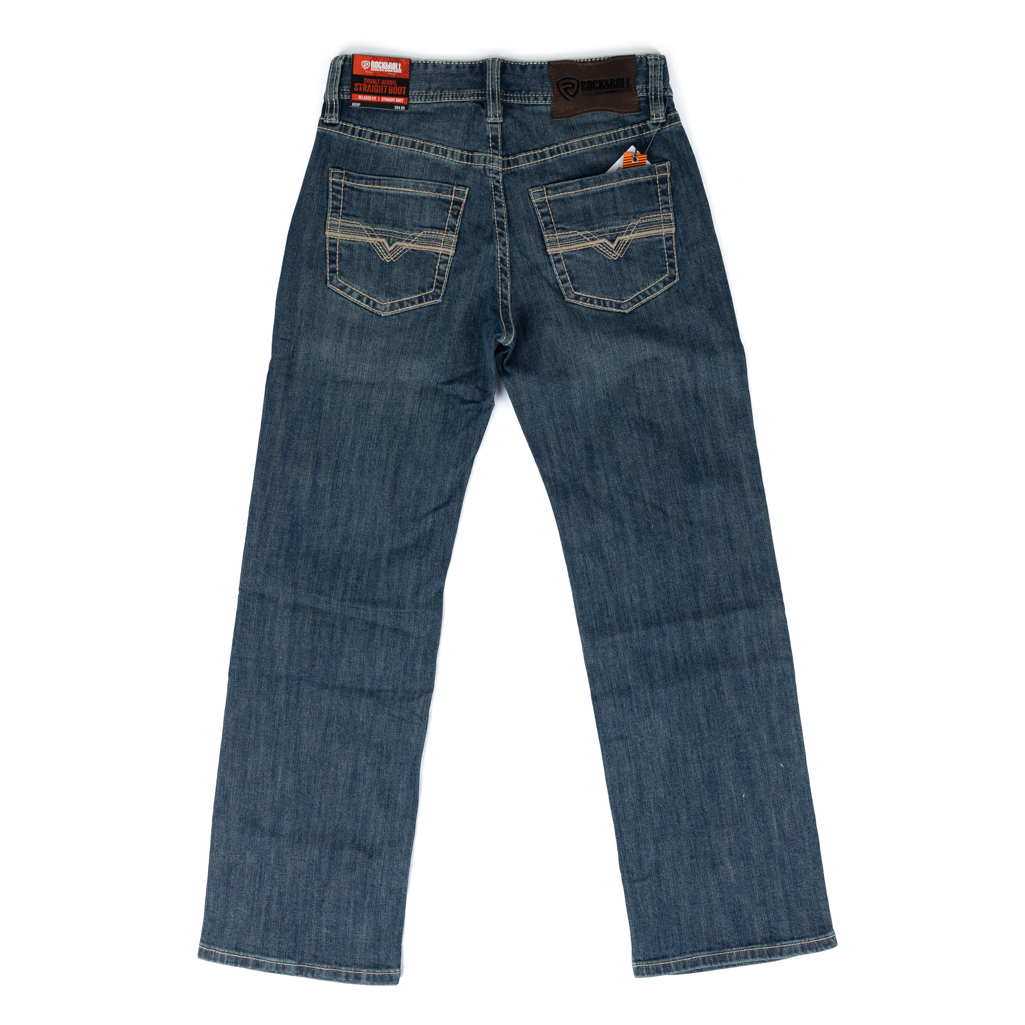 Men's Rock and Roll Dark Wash Double Barrel Straight Jeans BM0SD09114