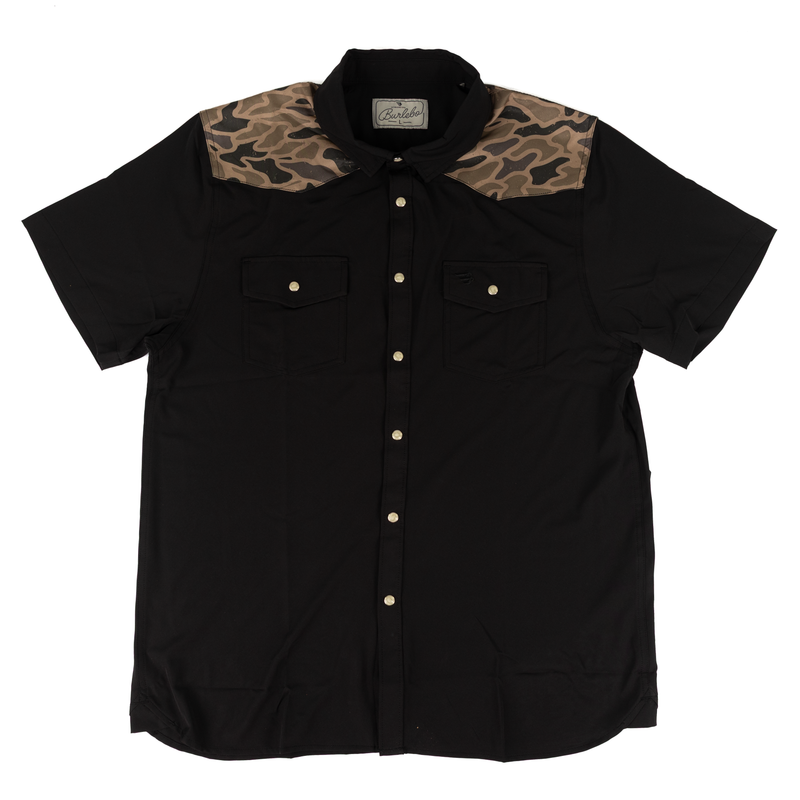Men's Burlebo Black and Gauge Camo Deer Season Performance Western Shirt PWS-DRSZN