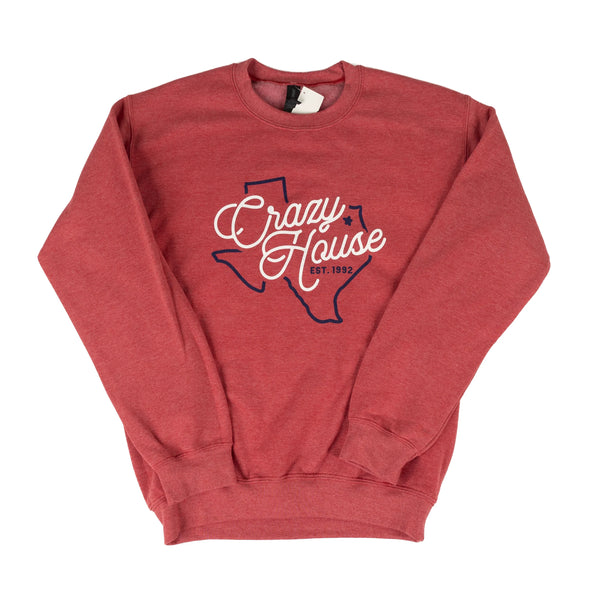 Crazy House Texas Long Sleeve Red Sweatshirt – Crazy House Western