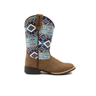 Boy's Twister Tan and Blue Aztec Print Boot
