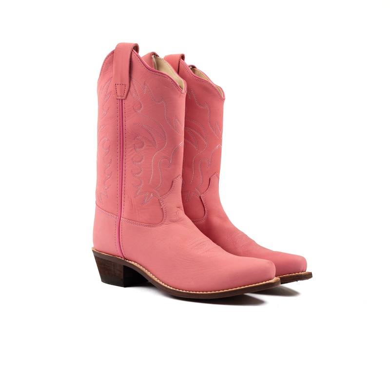 Kid's Old West 8" Pink Cowhide Boots CF8226