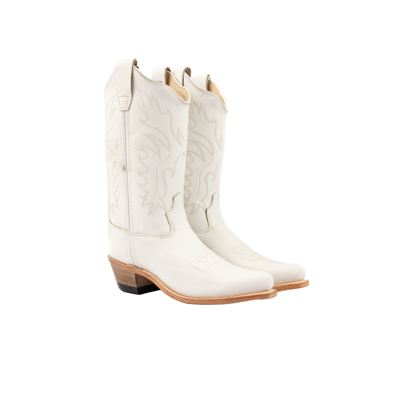Kid's Old West 8" White Cowhide Boots CF8225