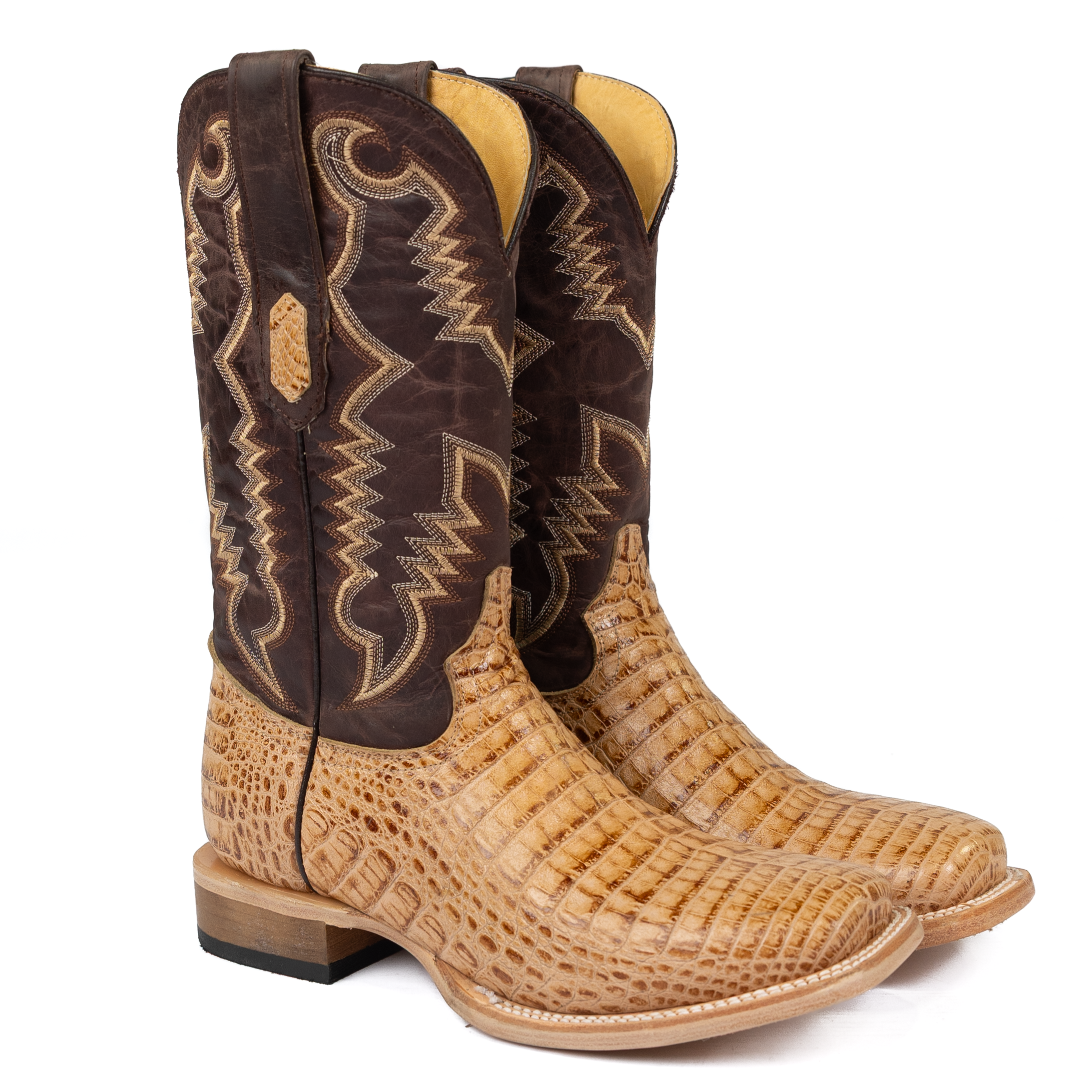 Men's Cowtown Oryx Caiman Belly Print Square Toe Western Boots