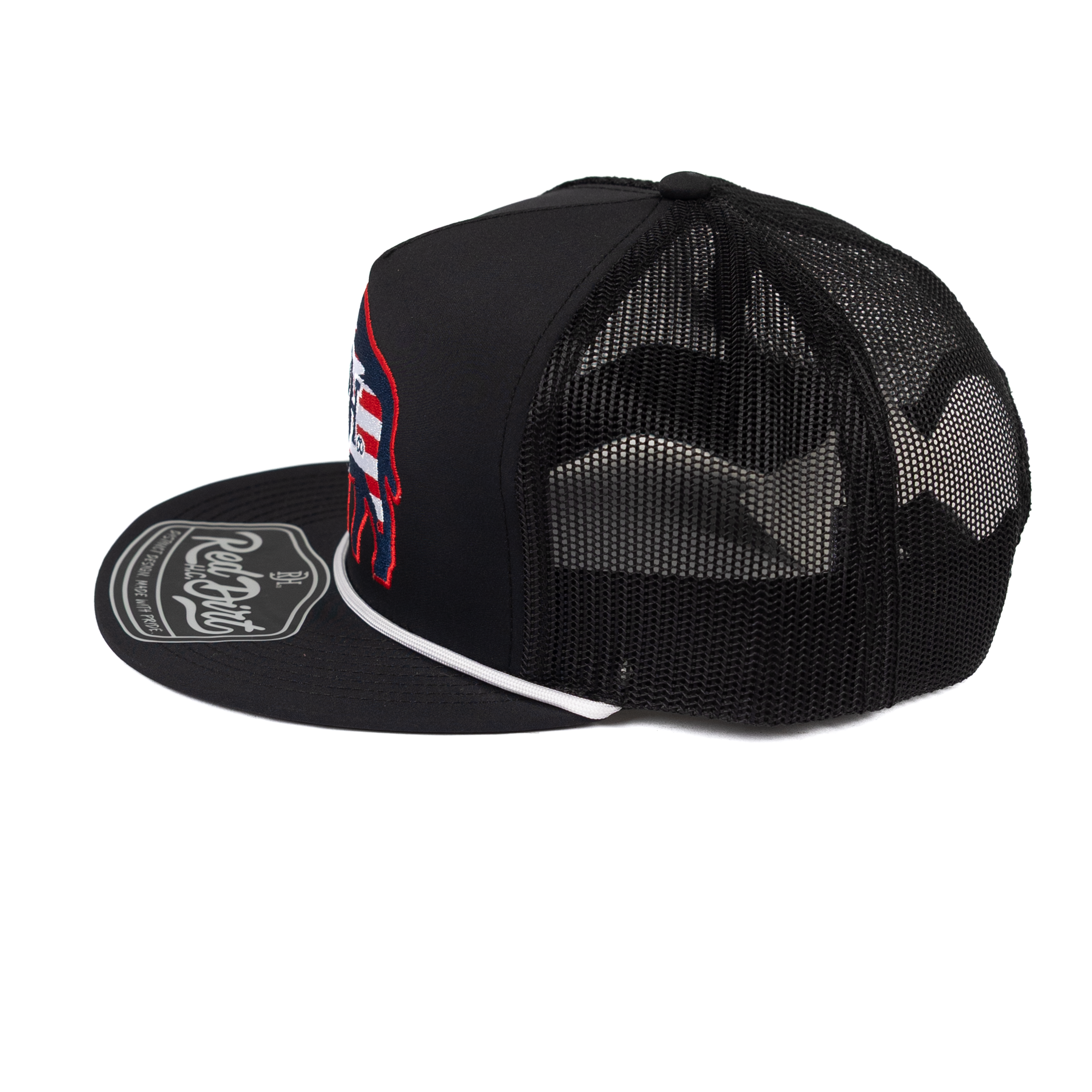 Red Dirt Hat Co Black/Black Flat Bill USA Snapback RDHC-633