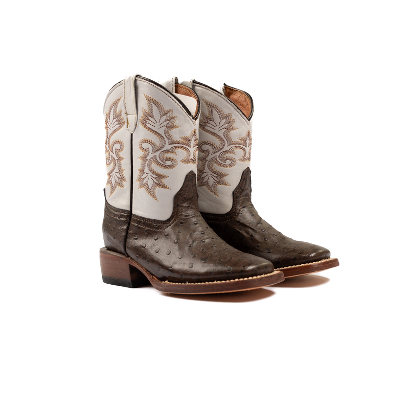 Kid's Tanner Mark Ostrich Print Boots TMK200786