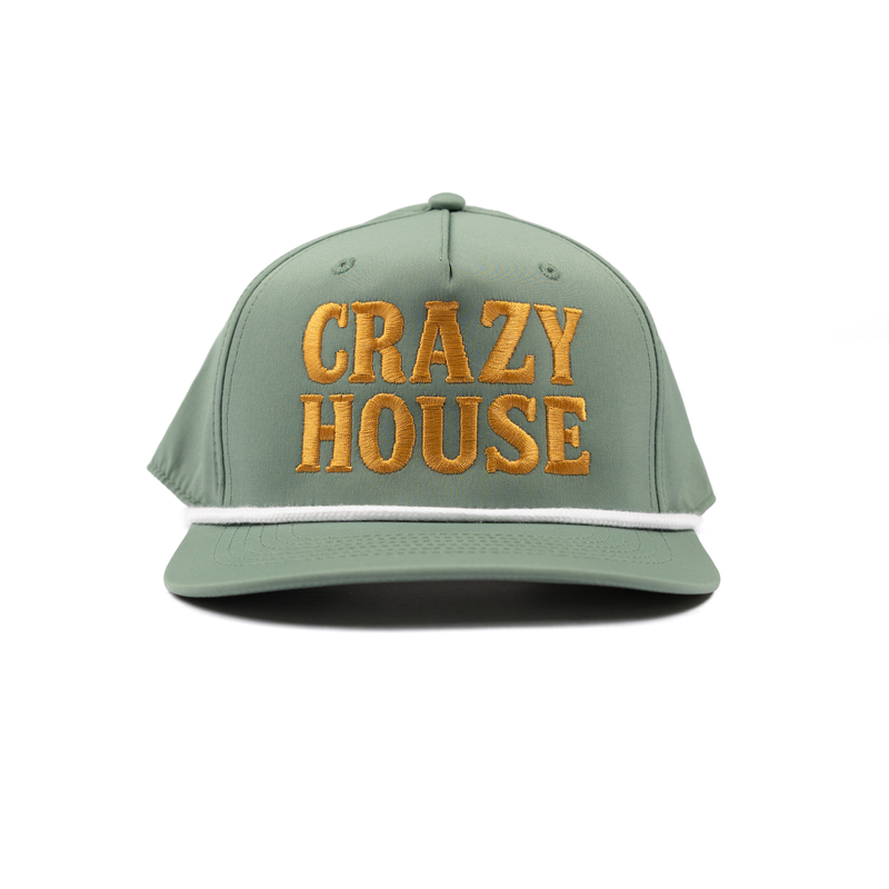 Crazy House Sage Snapback with Gold Stitching