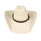 Dark Brown Leather Tooled Hat Band with Teal Underlay 