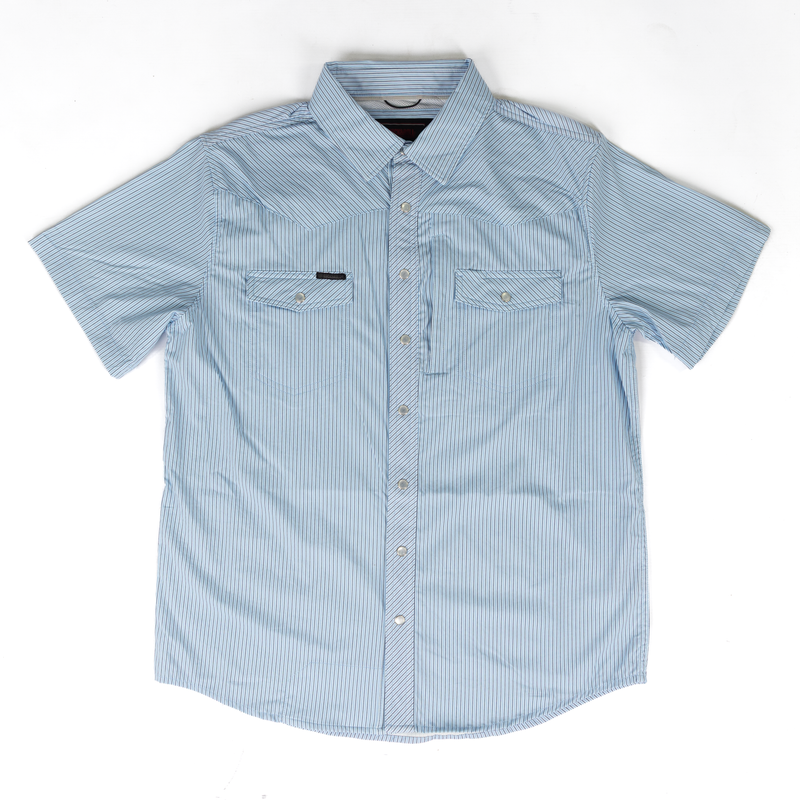 Rock and Roll Men's Short Sleeve Tek Core Powder Blue Snap Shirt BMN3S11448