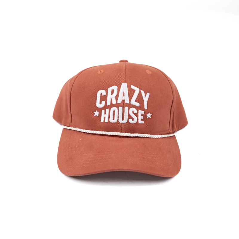 Crazy House Lake Red Snapback with White Rope & Stitching 