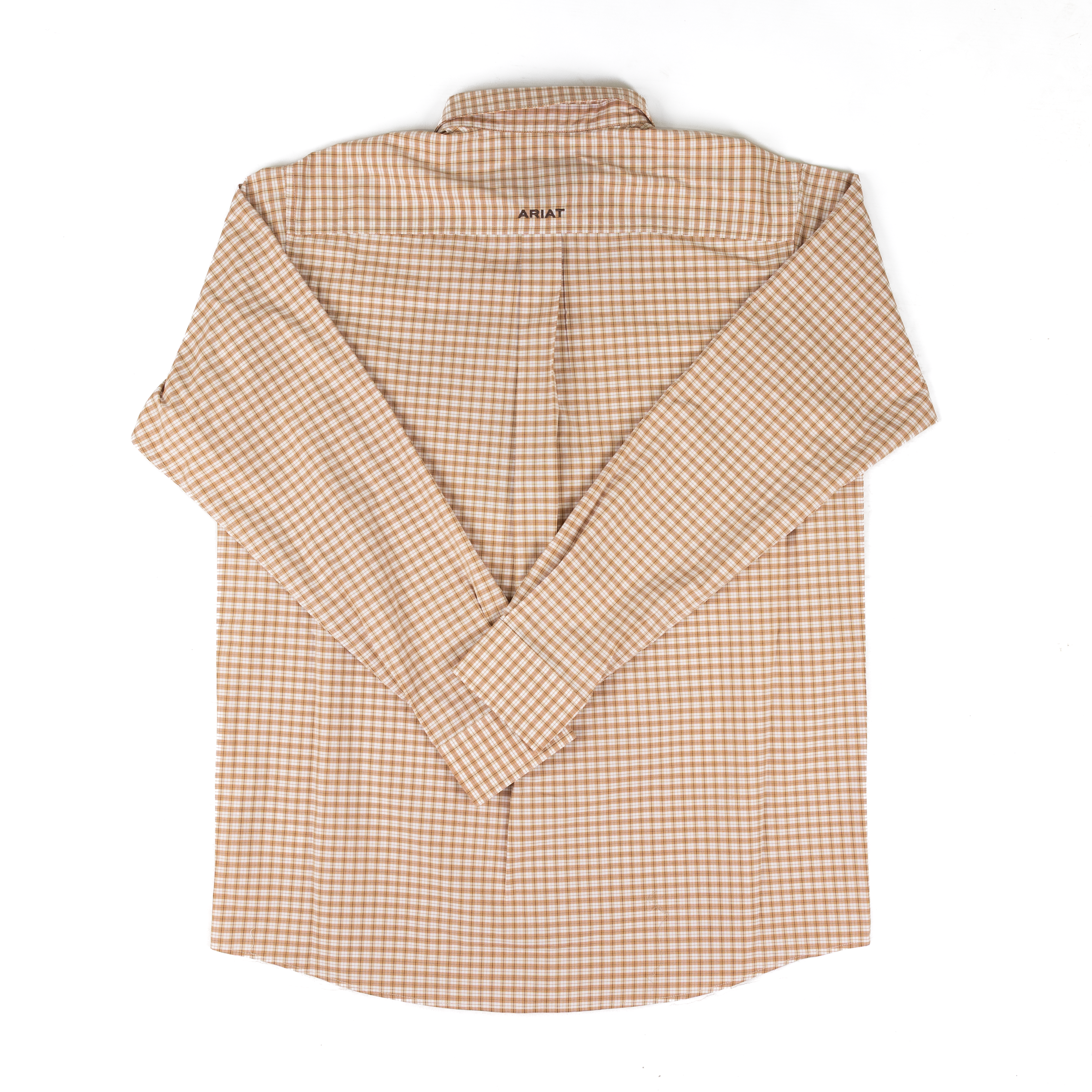Men's Ariat Almond Oil Mini Plaid Pro Series Niles Classic Fit Shirt 10073609