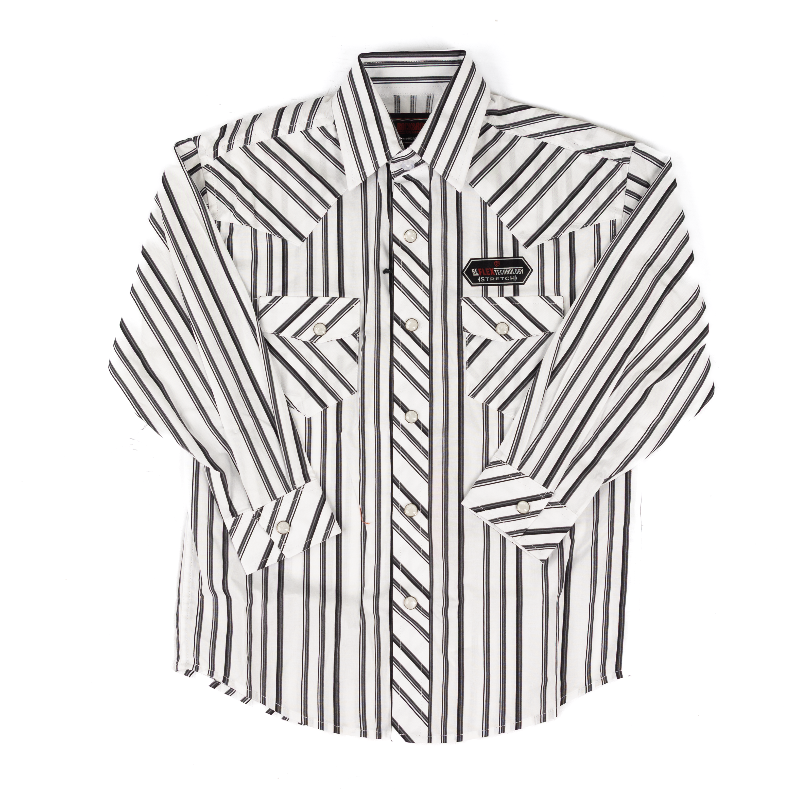 Rock and Roll Boy's Long Sleeve Gray Striped Snap Shirt BBN2S09423