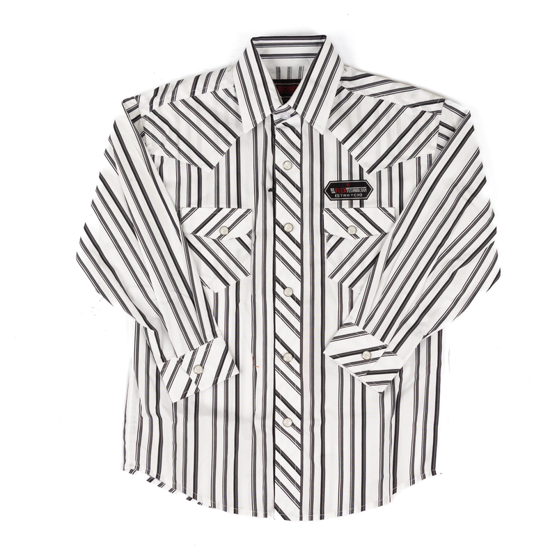 Rock and Roll Boy's Long Sleeve Gray Striped Snap Shirt BBN2S09423