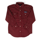 Boy's Panhandle Long Sleeve Burgundy Geo Printed Snap Shirt RBN2S09541