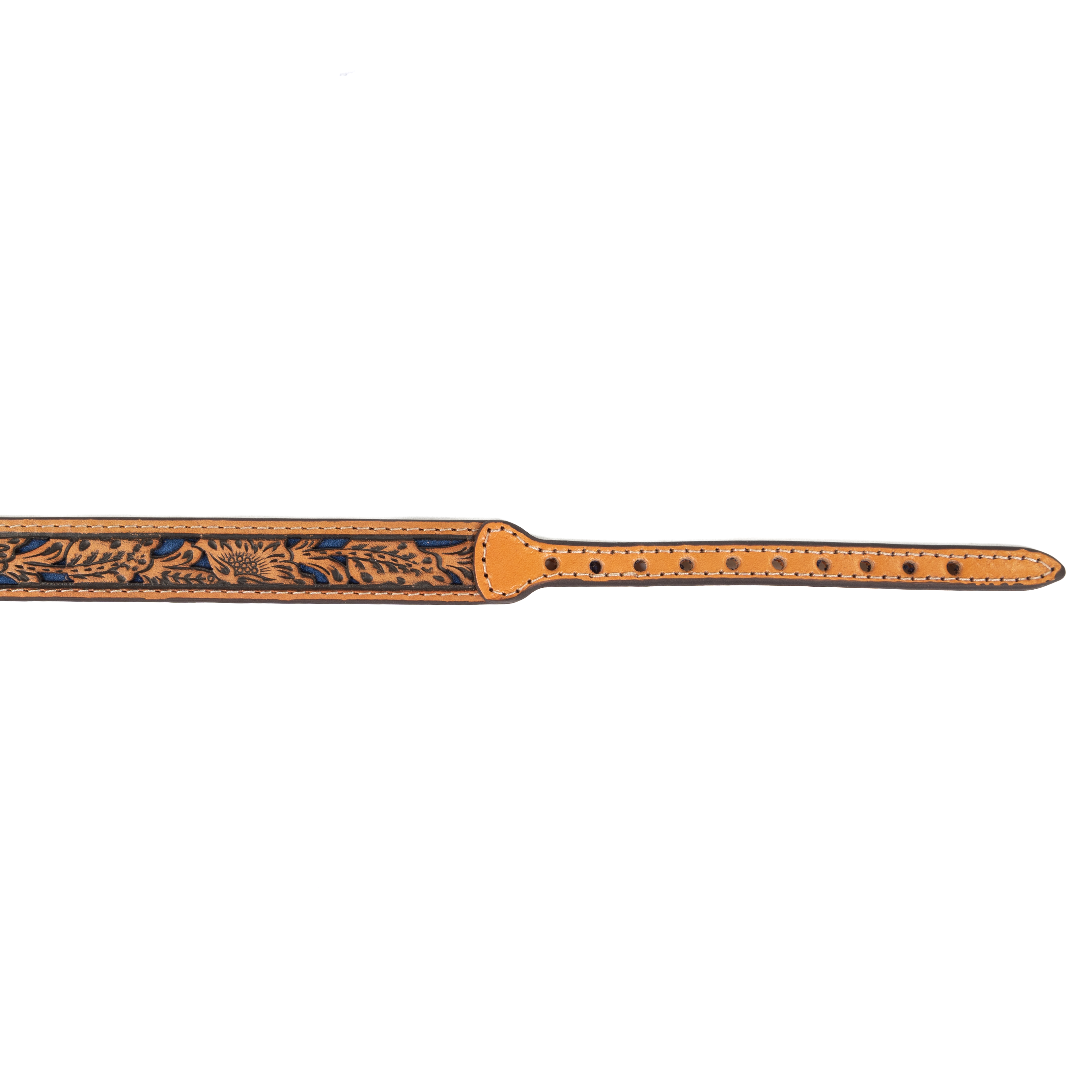 Leather Tooled Hat Band with Blue Underlay