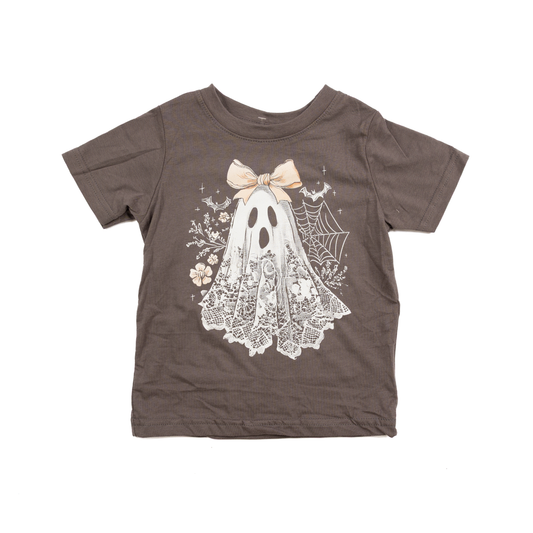 Girl's Gray Lace Ghost Short Sleeve T-shirt 