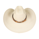 Brown Leather Hat Band with Ivory Underlay 