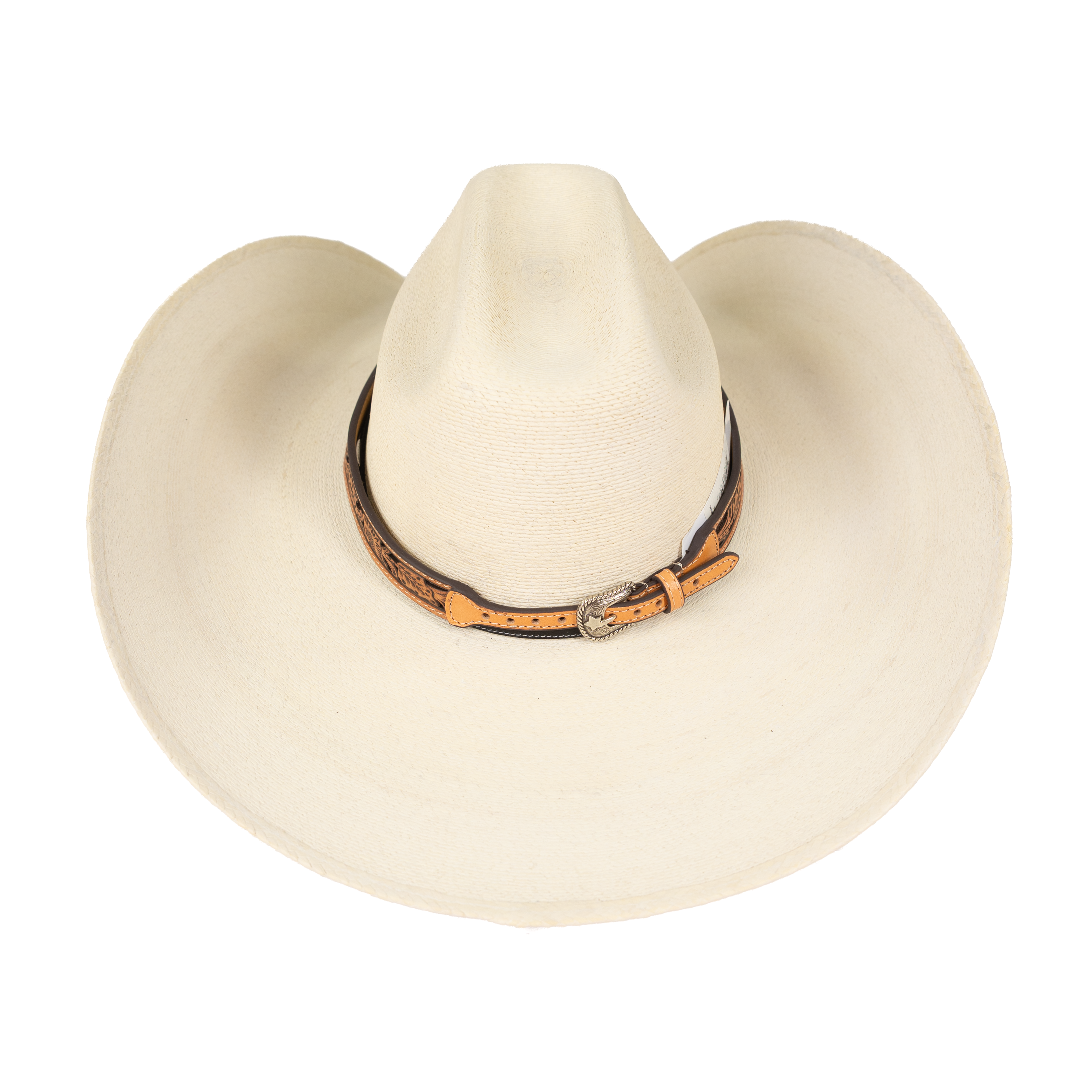 Brown Leather Hat Band with Ivory Underlay 