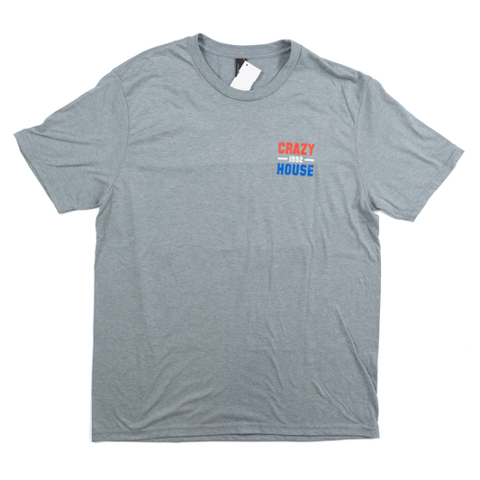 Crazy House Heather Gray Red White And Blue T-shirt 