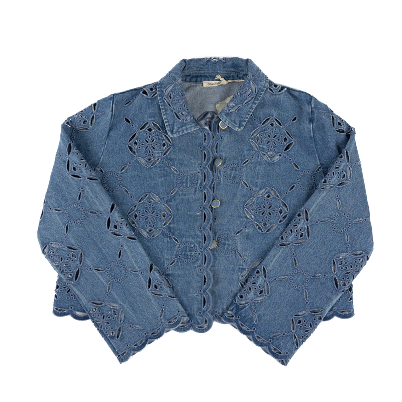 Women's Denim Eyelet Button up Jacket 61421