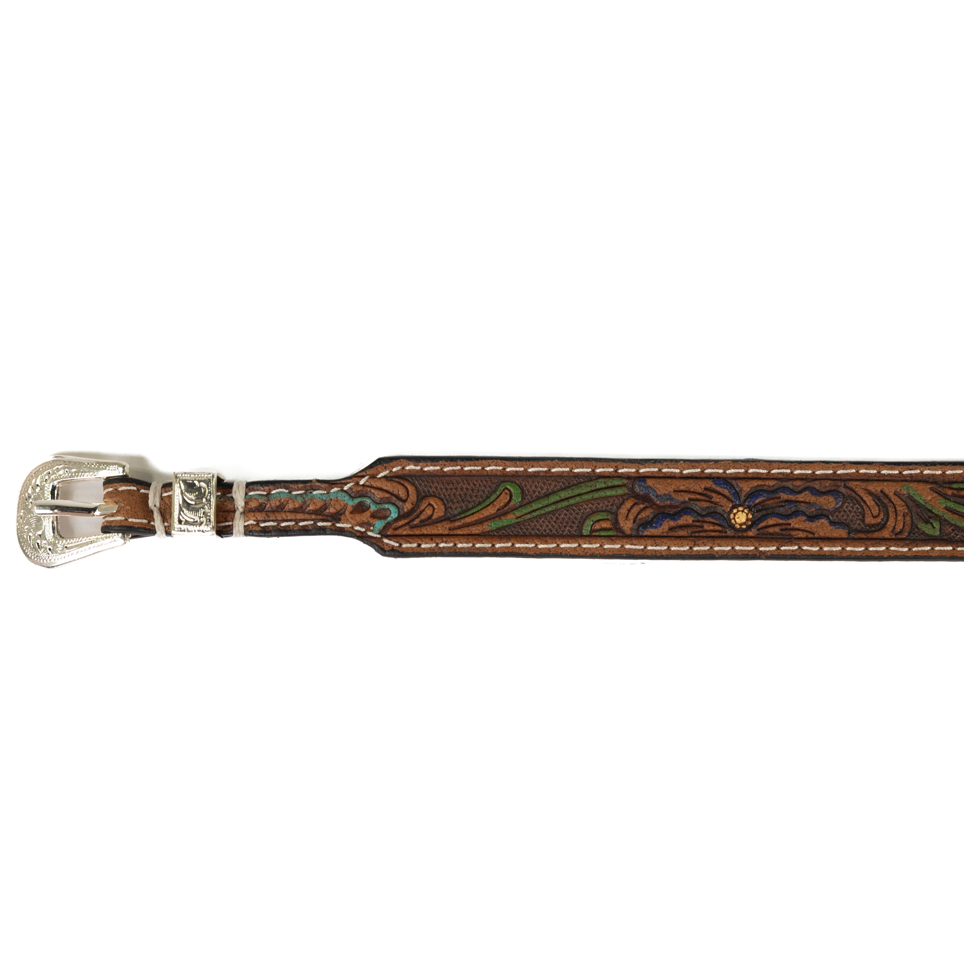 Dark Brown Hand Painted Tooled Leather Hat Band 