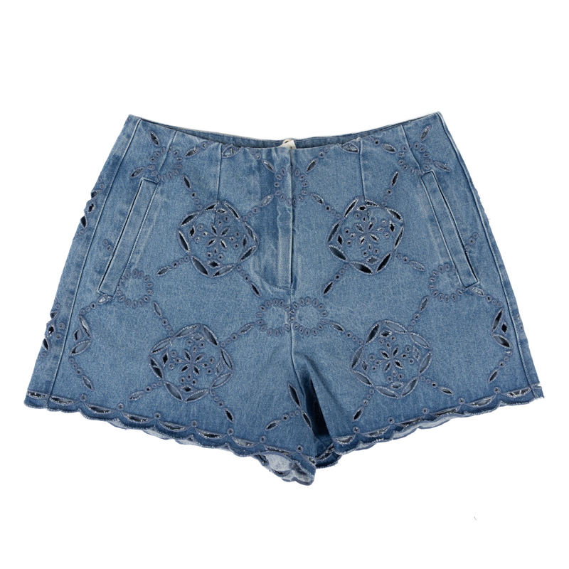 Women's Denim Eyelet Shorts 61422