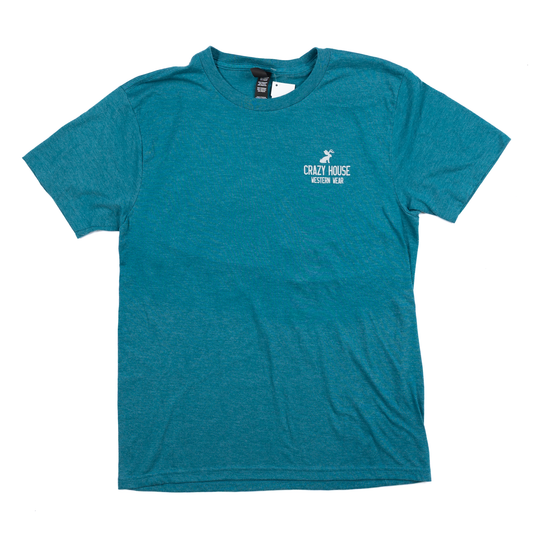 Crazy House Teal and Purple License Plate T-shirt 