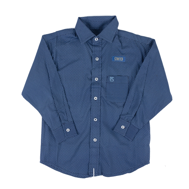 Boy's Panhandle Long Sleeve Blue Button Up Shirt SBB2S08279