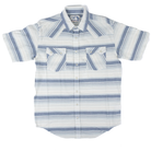 Men's Panhandle Short Sleeve Indigo Striped Snap Shirt PMN3S08151