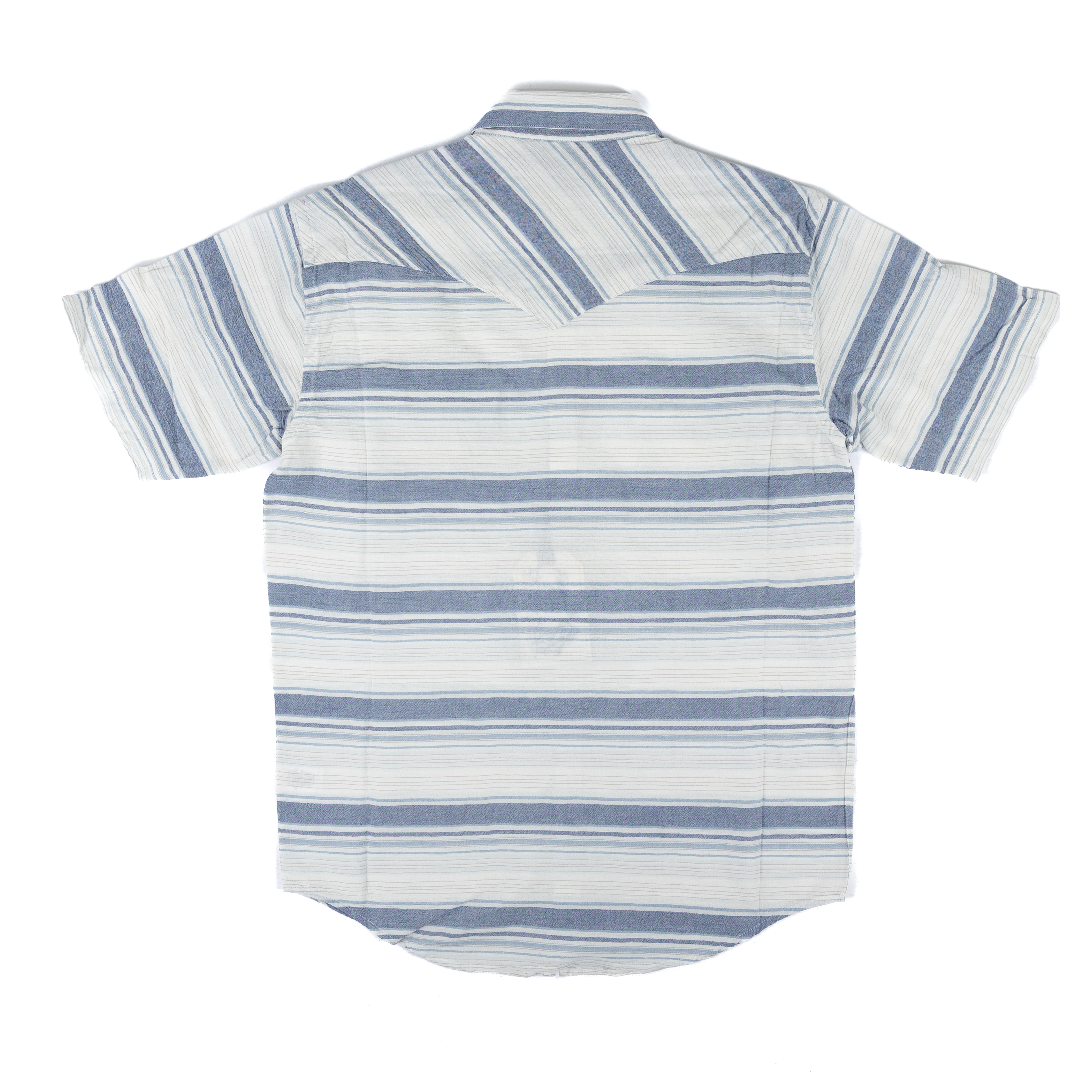 Men's Panhandle Short Sleeve Indigo Striped Snap Shirt PMN3S08151