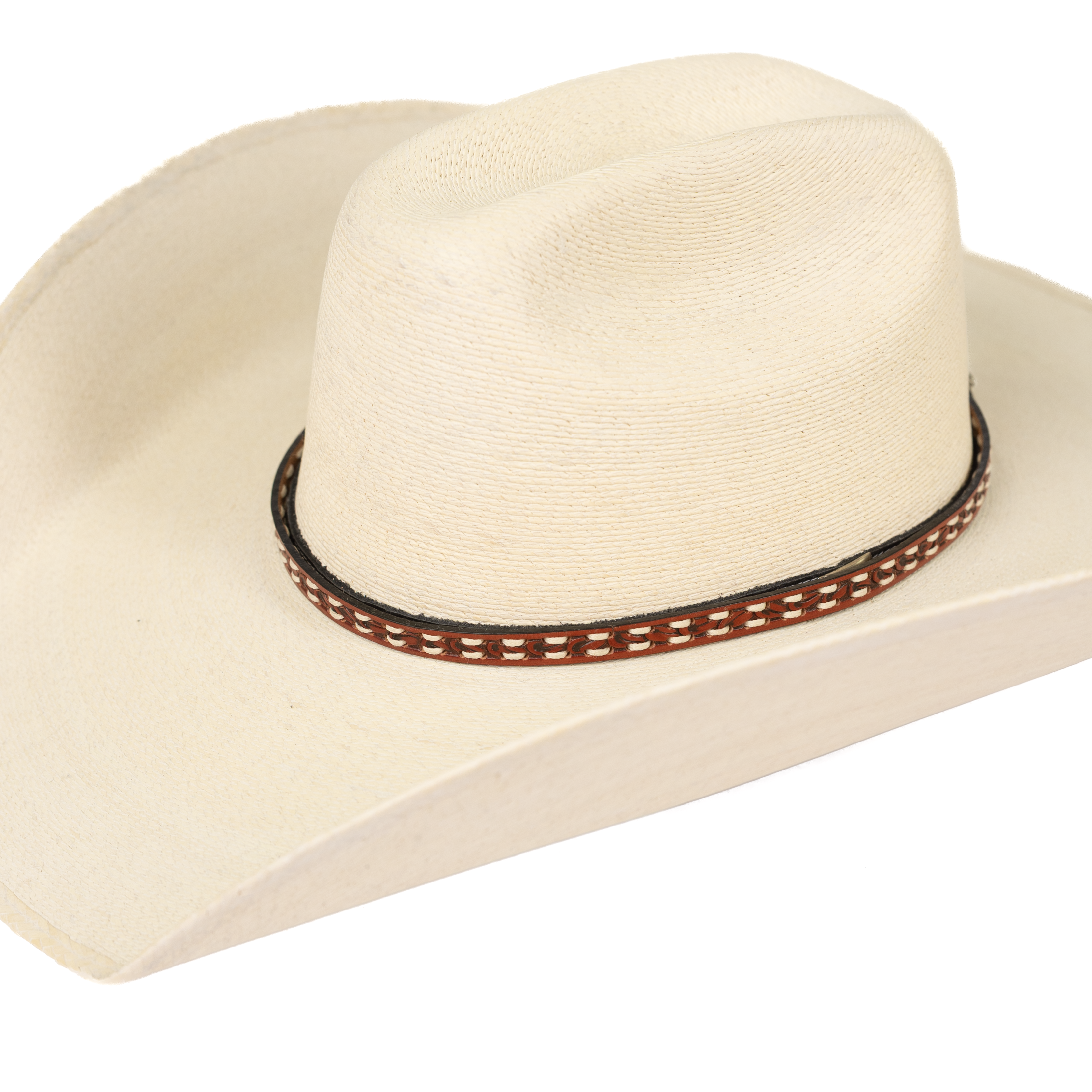 Brown Leather Taper Laced Tooled Hat Band 